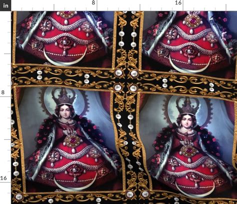 40 Red Praying Virgin Mary Christianity Fabric Spoonflower