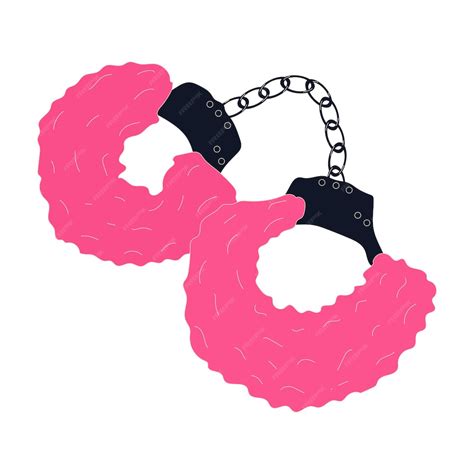 Premium Vector Pink Fur Fluffy Handcuffs Isolated Vector Illustration