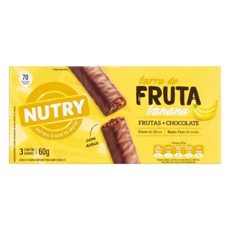 Pack Barra De Frutas Banana Cobertura Chocolate Nutry Caixa G