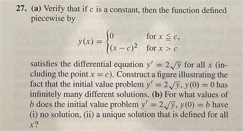 Solved A Verify That If C Is A Constant Then The Chegg