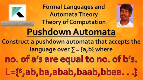 Pushdown Automata Solved Example Pda Accepts Equal No Of As And B