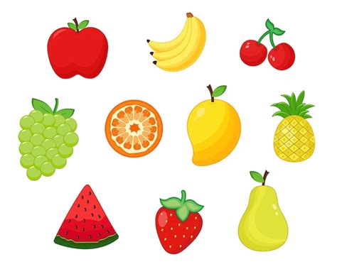 Conjunto De Diferentes Tipos De Frutas Cartoon Fruits Collection