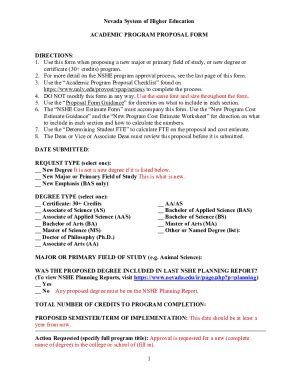 Fillable Online Academic Program Proposal Form NSHE Academic Program