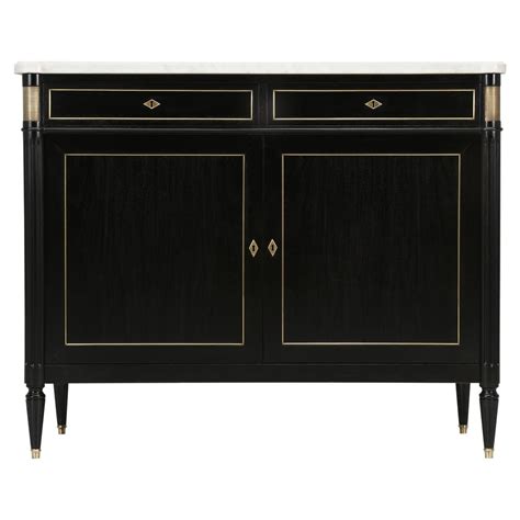 French Louis XVI Style Ebonized Sideboard With White Marble At 1stDibs