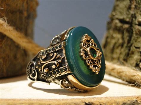 Agate Mens Ring Mens Handmade Ring Turkish Handmade Silver Mens Ring Agate Mens Jewelry