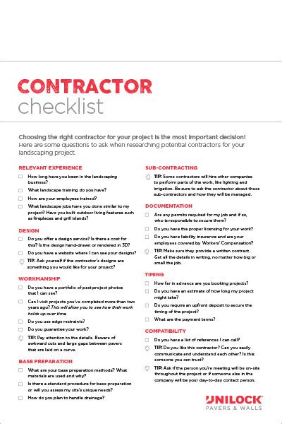 Contractor Pre Qualification Checklist