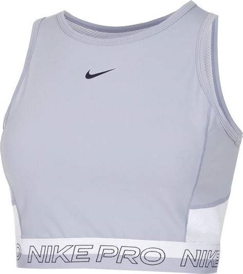 Nike Pro Dri Fit Women S Cropped Training Tank Top Indigo Haze Oxygen Purple Gridiron • Pris