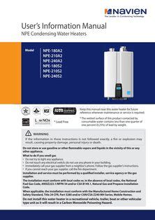 Navien Npe S Water Heater Specification Sheet Water Heater Manuals