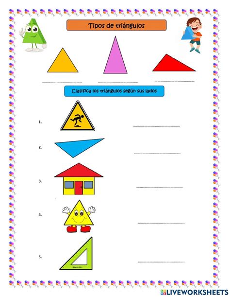 Tri Ngulos Worksheet For Grado Media Tipos De Triangulos Fichas