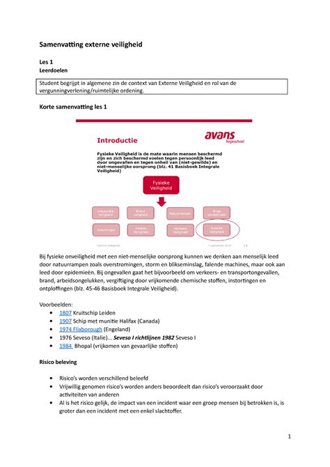 Samenvatting Externe Veiligheid Samenvatting Externe Veiligheid Les