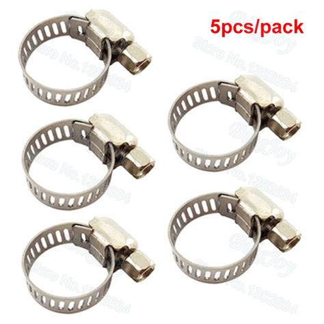 5pcs Pack 10mm 16mm Stainless Steel Fuel Hose Pipe Air Filter Clamps