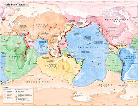 World Plate Tectonics Map - Thematic map of the world's plates and tectonic features