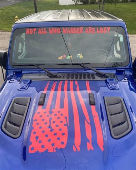 Distressed American Flag Hood Decal Fit Jeep Wrangler Gladiator JT JL