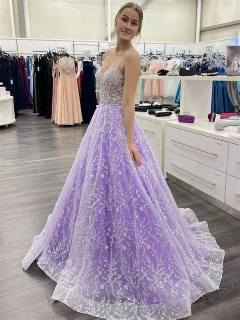 Purple sweetheart neck tulle sequin long prom dress, purple evening dr