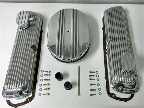 Sb Ford Finned Aluminum Valve Cover W Air Cleaner Kit Sbf V