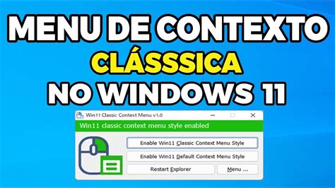 Menu De Contexto Cl Ssico No Windows Youtube