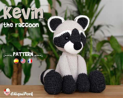 Sewing Fiber Knitting Crochet Pattern Raccoon Amigurumi Raccoon