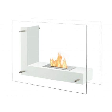 Vitrum H White Freestanding Ethanol Fireplace Screen Porch Living