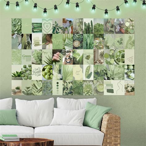 Buy Solar Ridge Sage Green Wall Collage Kit Aesthetic Pictures 60 Set