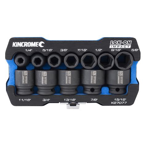 Kincrome Lok On™ Impact Socket Set 12 Piece 38″ Drive Imperial