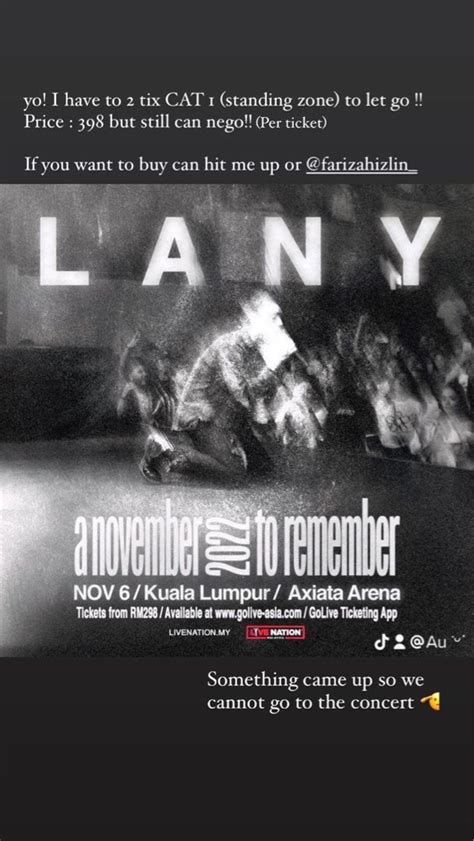 Lany Kuala Lumpur CAT 1 Standing Zone B Tickets Vouchers Event