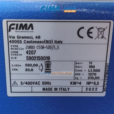 COMPRESSEUR 500L HP5 5 380V FIMA GAMA OUTILLAGE Dz