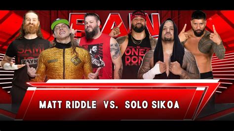 Wwe K Matt Riddle Vs Solo Sikoa Youtube