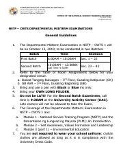 CWTS Midterm Guidelines And Room Assignments Pdf PAMANTASAN NG