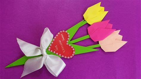 Origami Tulip Easy Paper Crafts Paper Flower Bouquet DIY Mother S