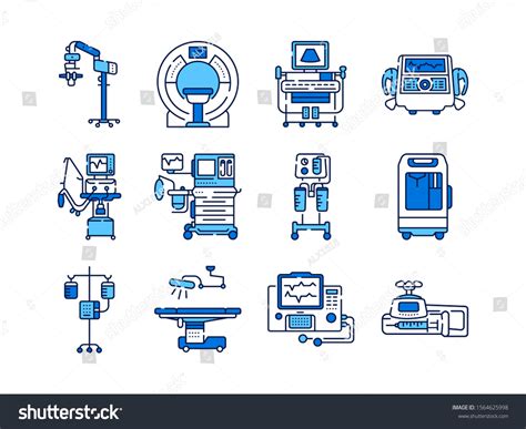 Medical Devices Line Color Icons Set Stock Vector Royalty Free