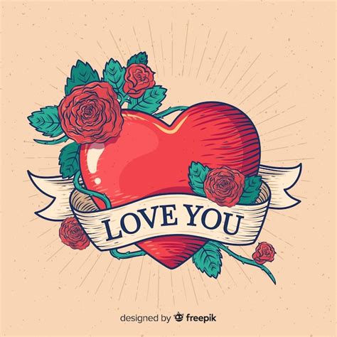 Corazón con rosas | Vector Gratis