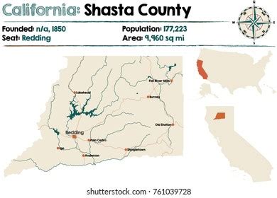 Large Detailed Map Shasta County California Stock Vector (Royalty Free) 761039728 | Shutterstock