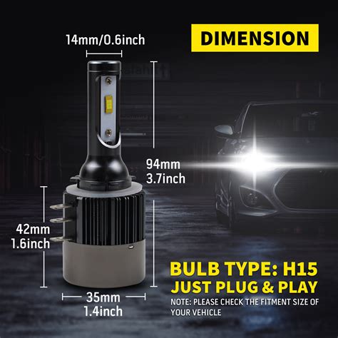 H Led Headlight Bulb K Conversion Kit High Beam Drl Lamp W