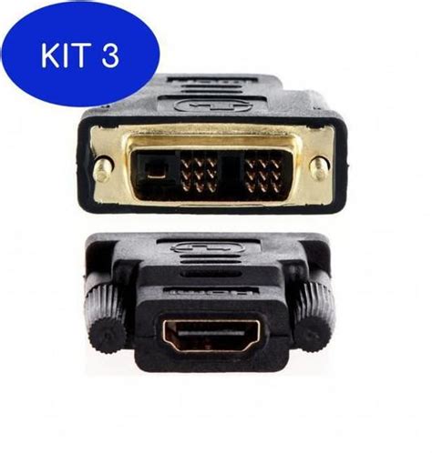 Kit Adaptador Dvi Dvi Macho Para Hdmi Femea Pix Cabo Hdmi