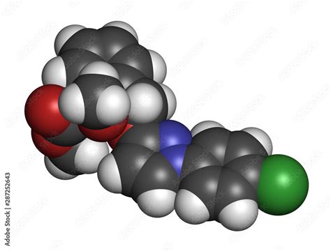 Pyraclostrobin Fungicide Molecule D Rendering Atoms Are Represented