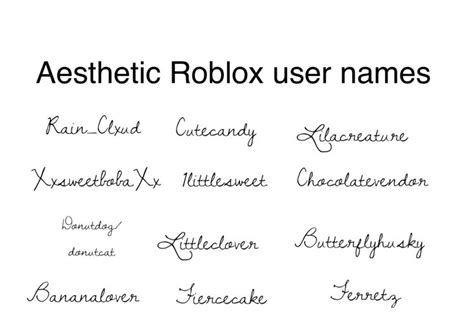 Aesthetic Roblox User Names