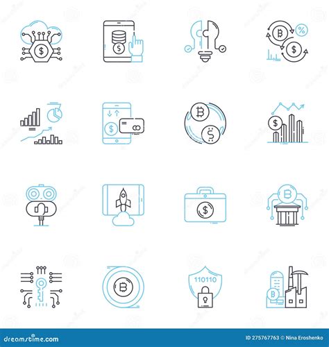 Digital Banking Startup Linear Icons Set Fintech Neo Banking Mobile