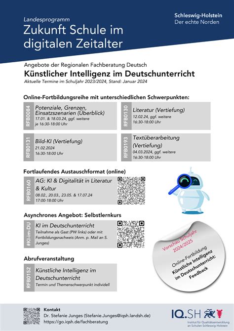 Fortbildungsangebote Künstliche Intelligenz im Deutschunterricht