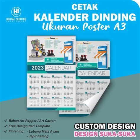 Jual Cetak Custom Kalender Dinding A Murah Kualitas Istimewa Kota