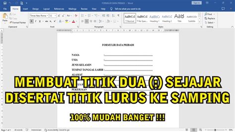 Cara Membuat Titik Dua Sejajar Disertai Titik Lurus Ke Samping Di