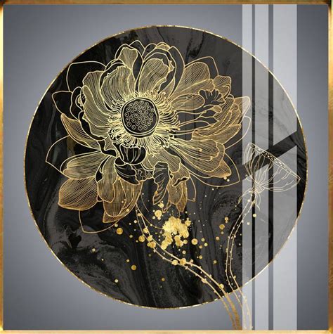 新中式装饰画（高清喷绘，晶瓷画） In 2024 Gold Leaf Art Canvas Gold Art Painting Grafic Art