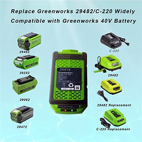 ANOPIW 29482 Replace Greenworks 40v Lithium Battery Charger Compatible