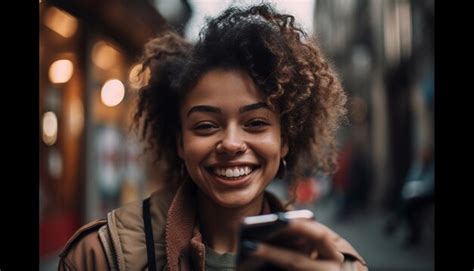 Una Mujer Adulta Joven Sonriendo Mirando La C Mara Generada Por Ia