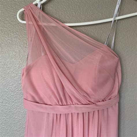 Light Pink One Shoulder Bridesmaid Dress Gem