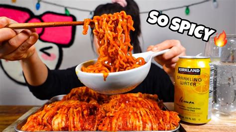 Spiciest Kimchi In The World Wrapped Nuclear Fire Noodles L Mukbang Youtube