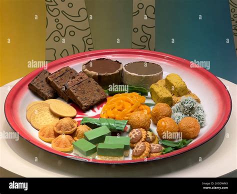 Different Types Of Southeast Asia Traditional Pastries Displayed On An