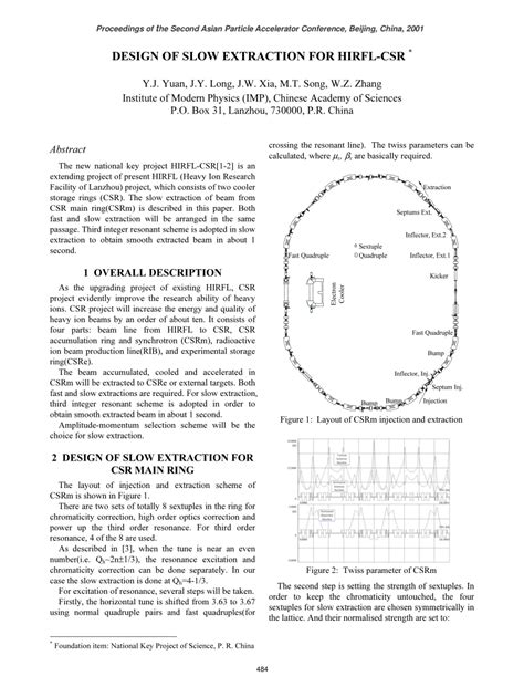 Pdf Design Of Slow Extraction For Hirfl Csr