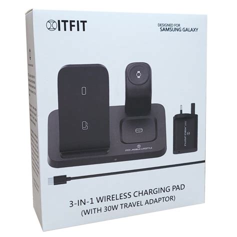 Samsung ITFIT 3 In 1 Wireless Charging Pad With 30W UK Plug Travel