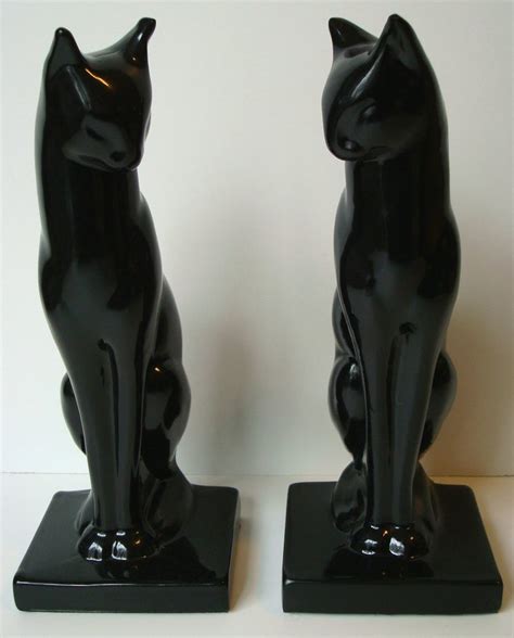 Frankart Sitting Cat Bookends Art Deco Metal With A Solid Etsy Art