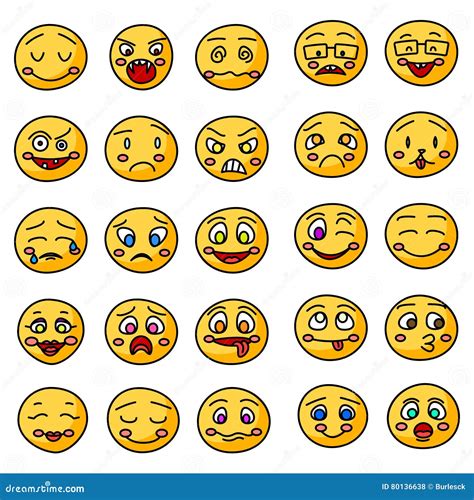 Emoji O Iconos Dibujados Mano De Los Emoticons Ilustraci N Del Vector